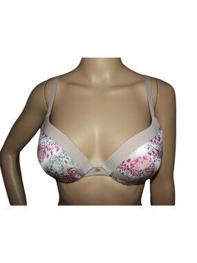 Victoria's Secret Push-Up Bra Womens 32D Butterflies tan pink floral underwire